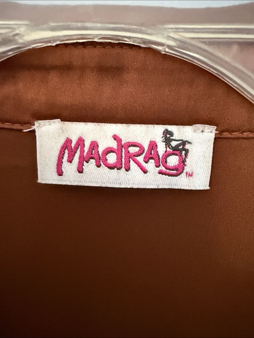 Madrag Satin Copper Blouse Women’s Size 1X Button Front Roll Tab Sleeve Top - Picture 3 of 13